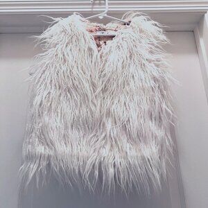 Fashion-Girls Long Fuzzy Faux Fur Vest-NWT-Satin inside-Size Med (10-12)-Festive